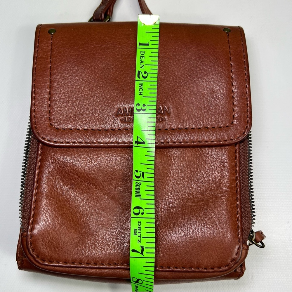 American Leather Kansas Crossbody HandBag 100% Genuine Leather Purse Multi-Pocke - Picture 10 of 10